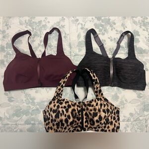 Victoria's Secret Zipper Front Sports Bras - Black, Burgundy, Leopard
